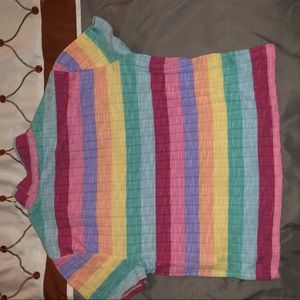 Multicolor Striped Cropped Shirt